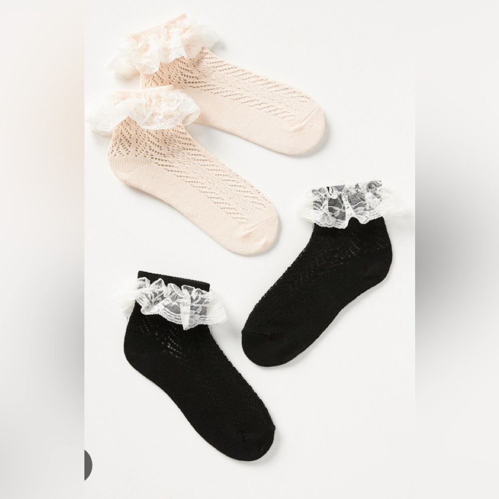 Anthropologie 2 set of Two Lace Ruffle (4 Pair Total) Lolita Socks